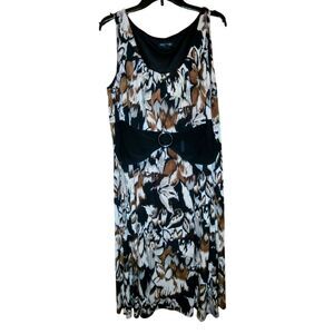 Perceptions Brown, Black and Cream Womens Plus Midi Dress Size 18W
